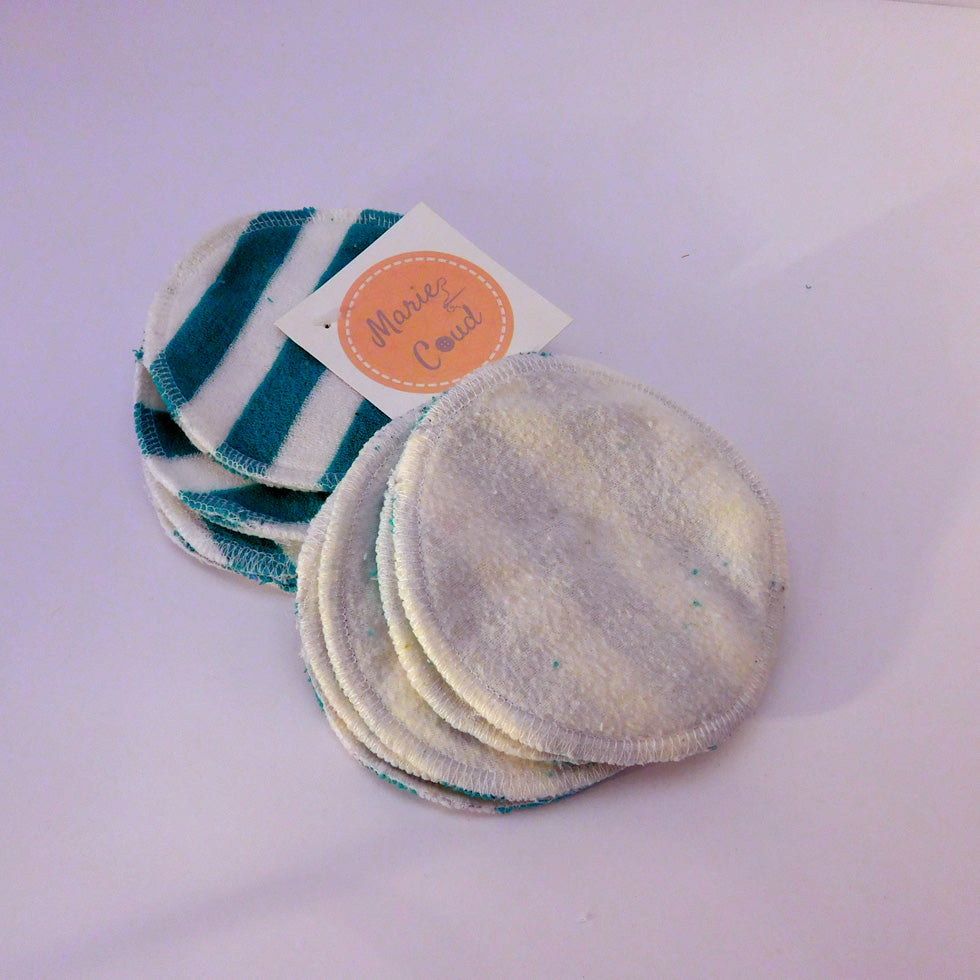 Tampons démaquillants faits de tissu recyclé - motif rayures (7 grands) (2.10 $ remis à la cause choisie)