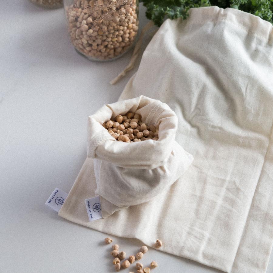 Sacs à vrac en coton naturel (3.00 $ remis à la cause choisie)